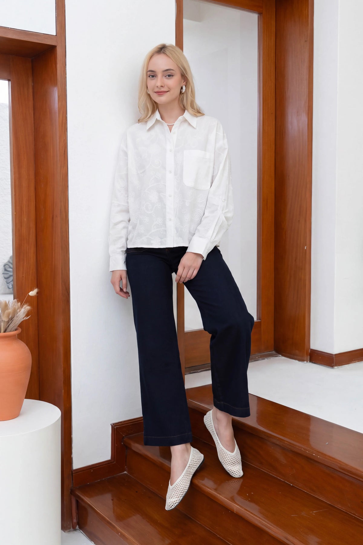Camisa Martina Broderie - Perla